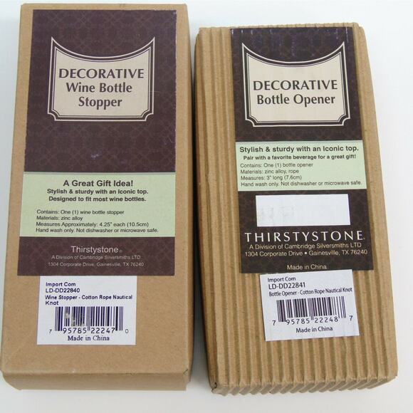 Set 2 Thirstystone BOTTLE OPENER + WINE STOPPER KEEPER Boat Rope Nautical Knots - Picture 6 of 8